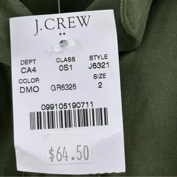 NWT J. Crew Mercantile Button Up Utility Shirt Dress in Deep Moss Green Size 2 - Picture 10 of 12